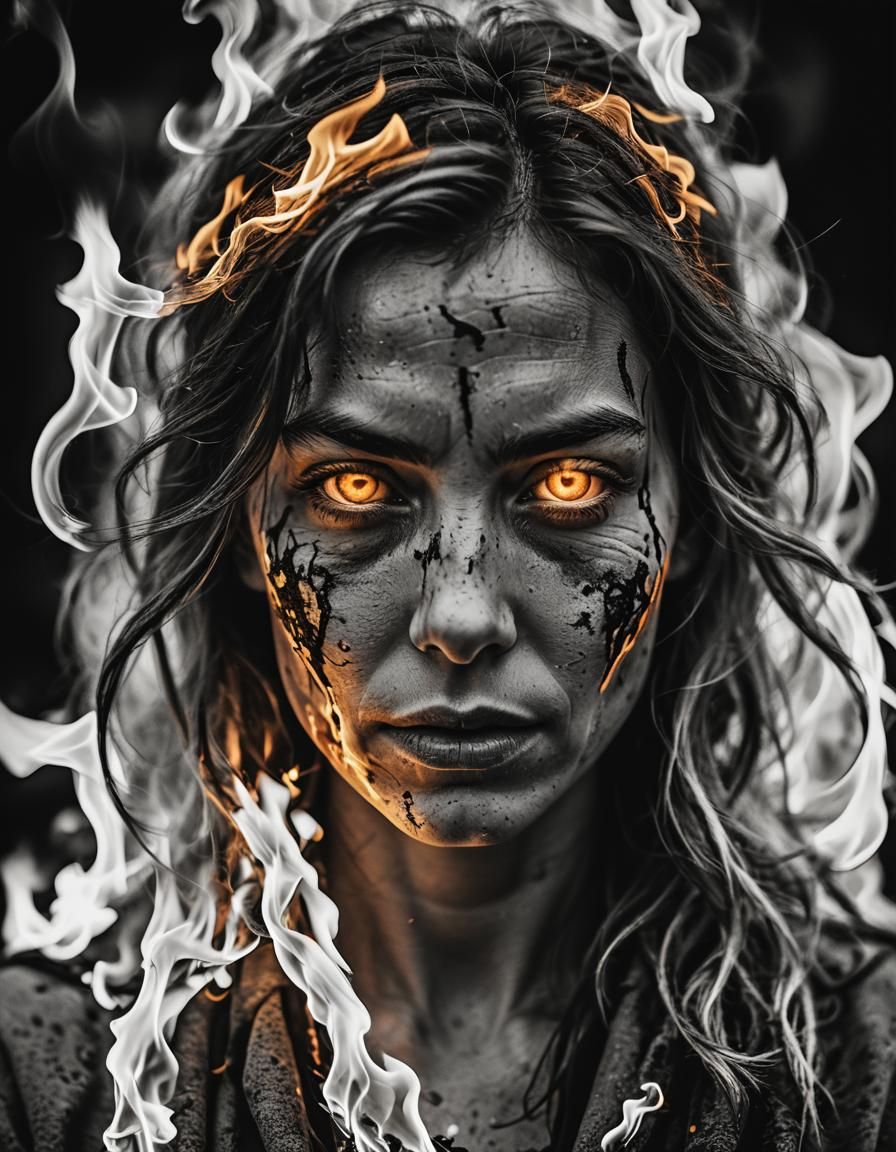 Woman Ablaze: Selective Color Portrait