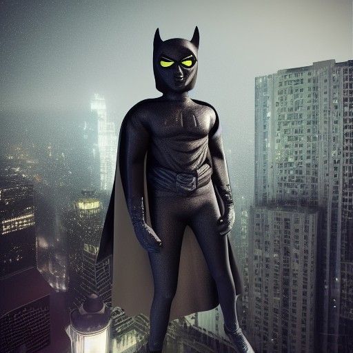Noir Cityscape: Masked Hero Portrait in Hyperrealism