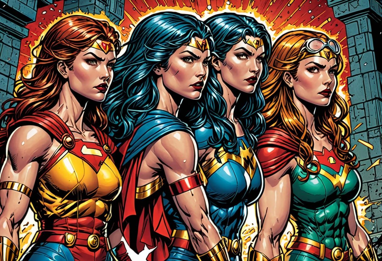 Vibrant Superhero in Gritty Comic Book Style