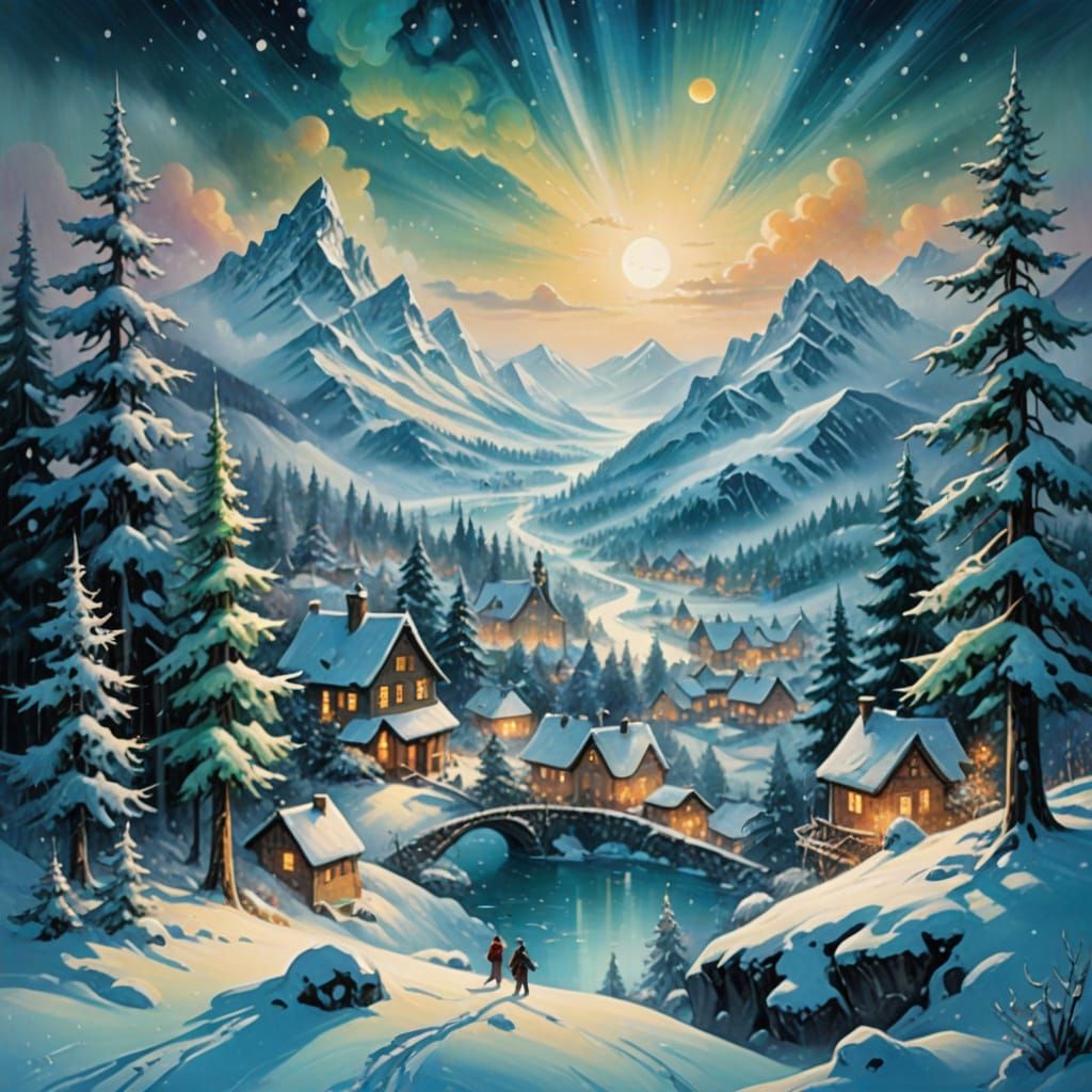 Surreal Winter Wonderland in Majestic Mountains