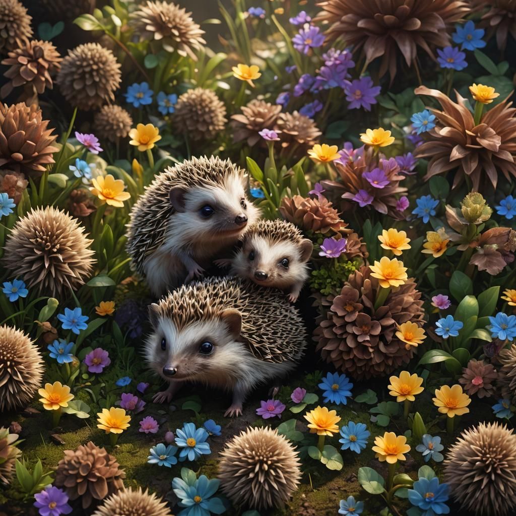 Adorable Baby Hedgehog in Detailed Matte Painting