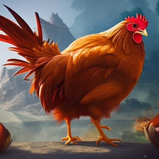 Detailed Matte Painting of a Chicken