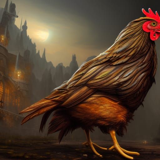 Detailed Chicken Matte Painting in Fantasy Style