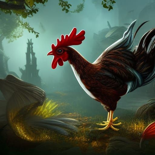Fantastical Chicken: Detailed Matte Painting
