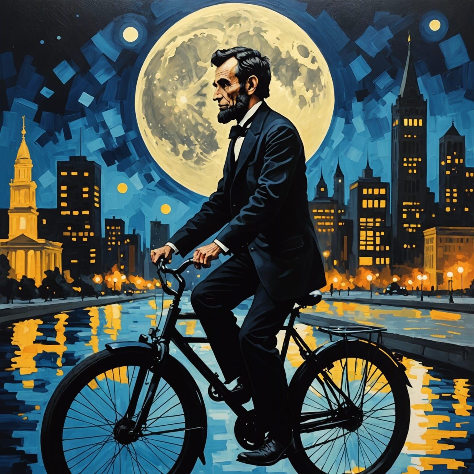 Abraham Lincoln's Full Moon Bike Ride: Abstract Art