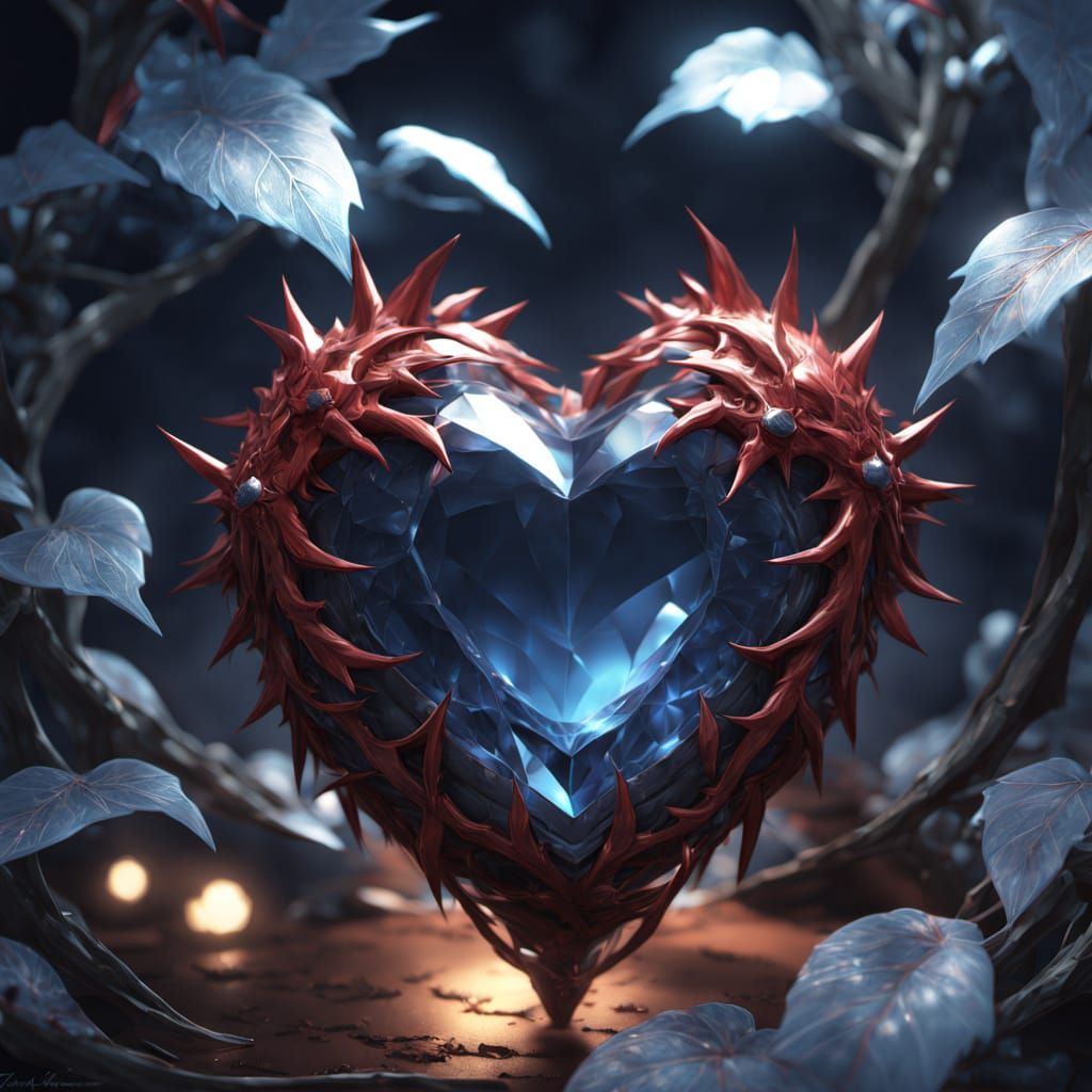 Broken Heart Crystal Thorns 3D Anime Art