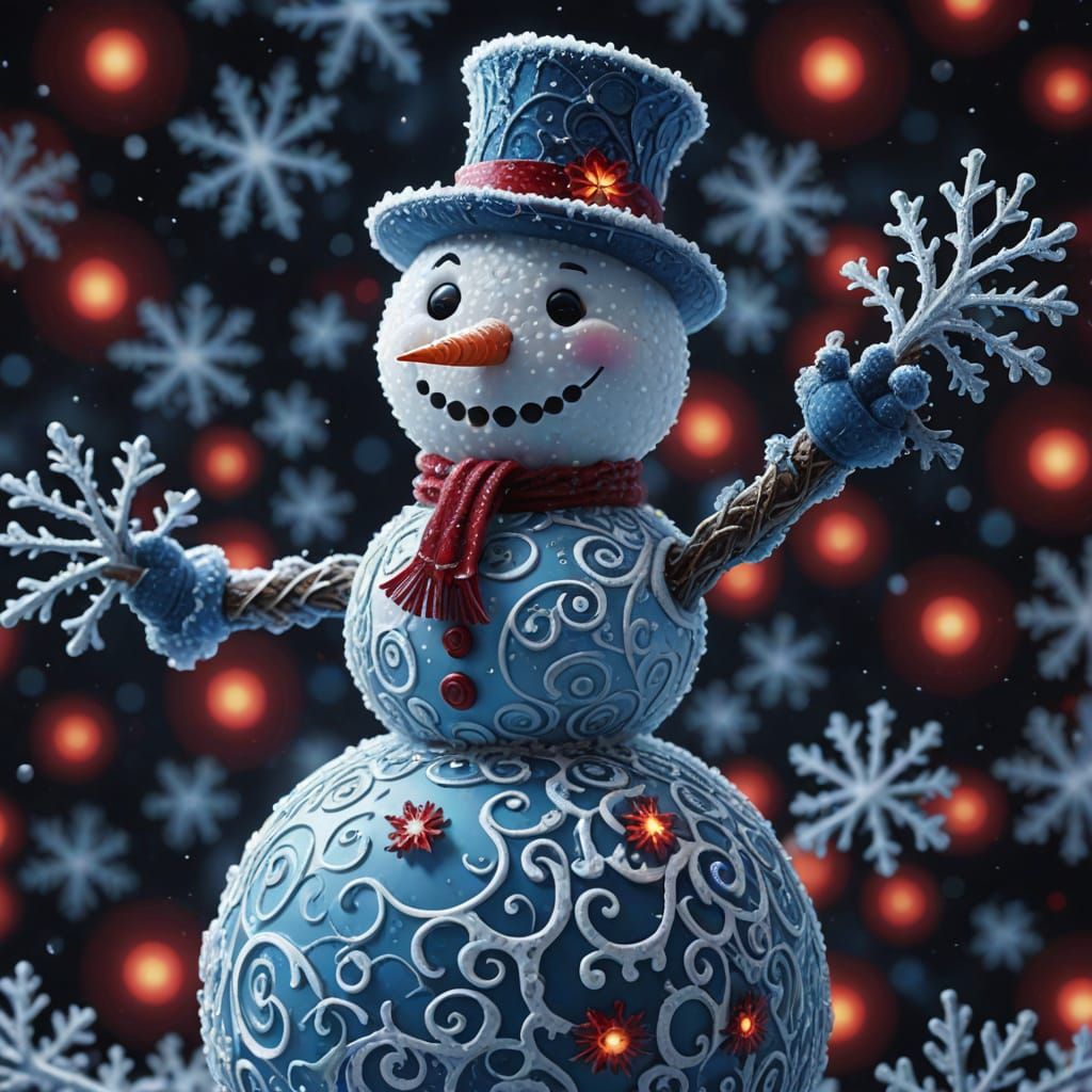 Fractal Snowman in Ethereal Digital Art Style