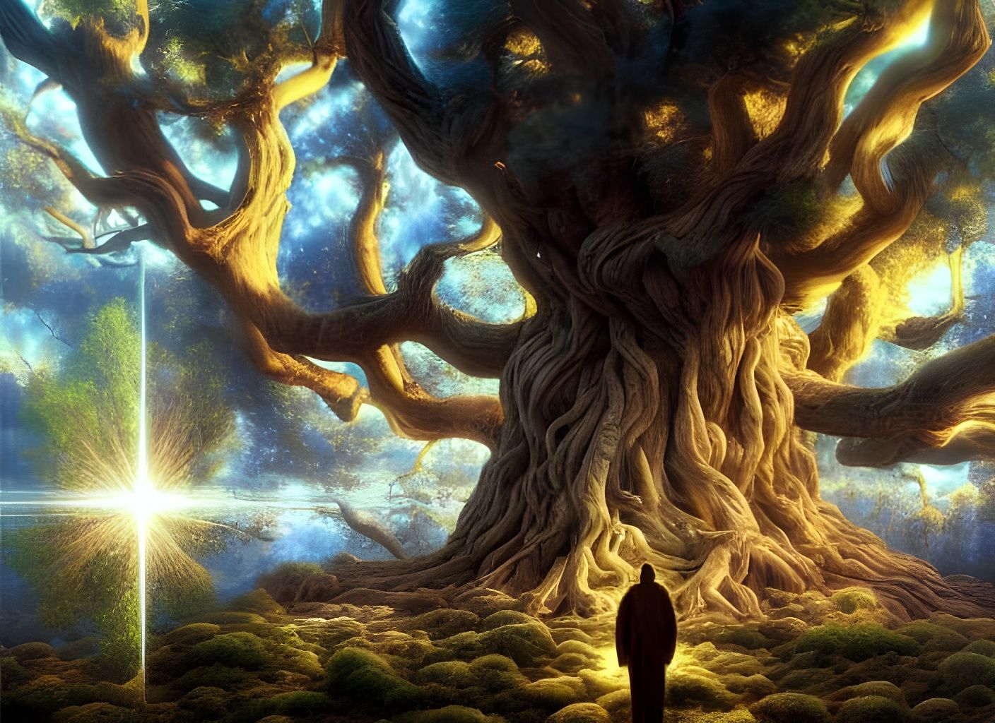 Radiant Tree of God: Divine Sci-Fi Fusion