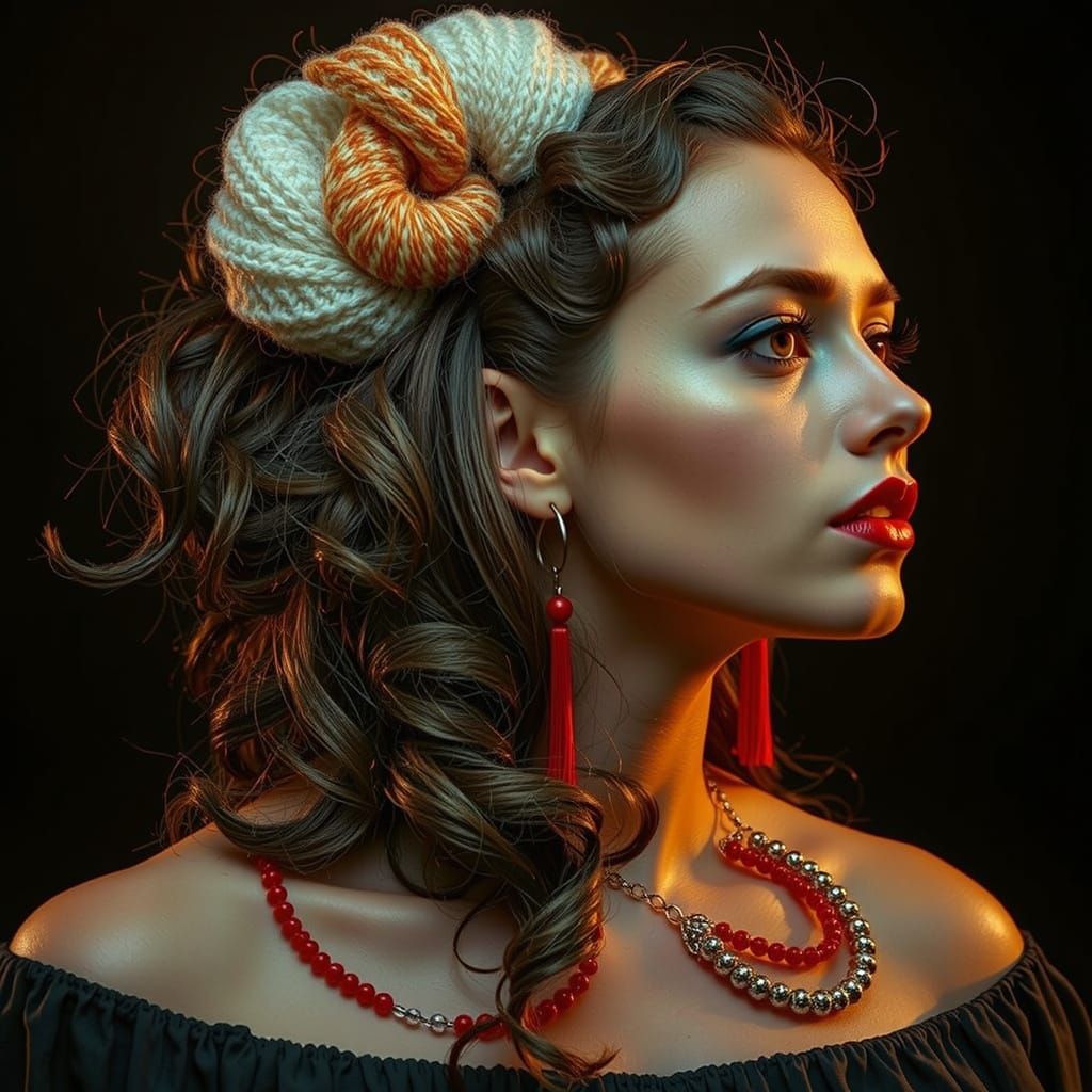 Abstract Curled Red and Crimson Color Swirls