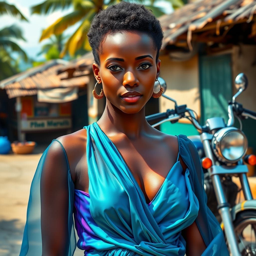 Elegant Haitian Goddess with Caribbean Charm