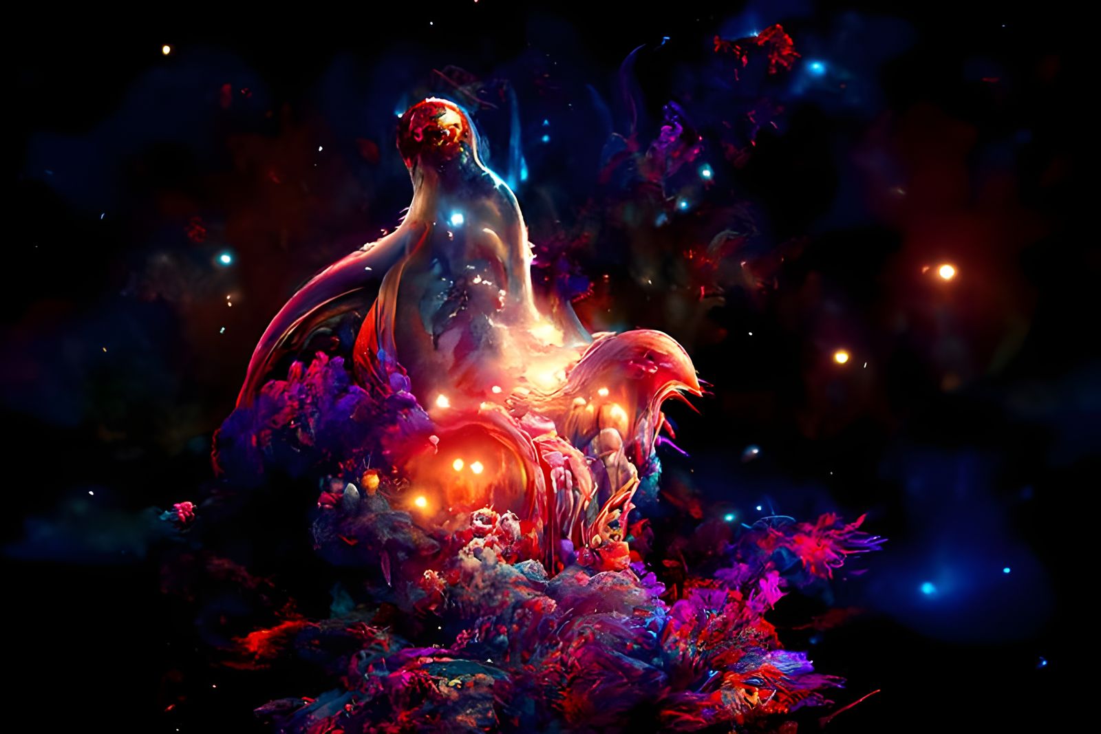 Nebula Creature in Space: Digital Matte Painting