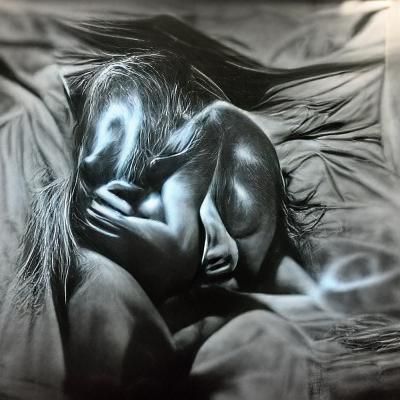 Hyperrealistic Charcoal Drawing: Whispers in the Night