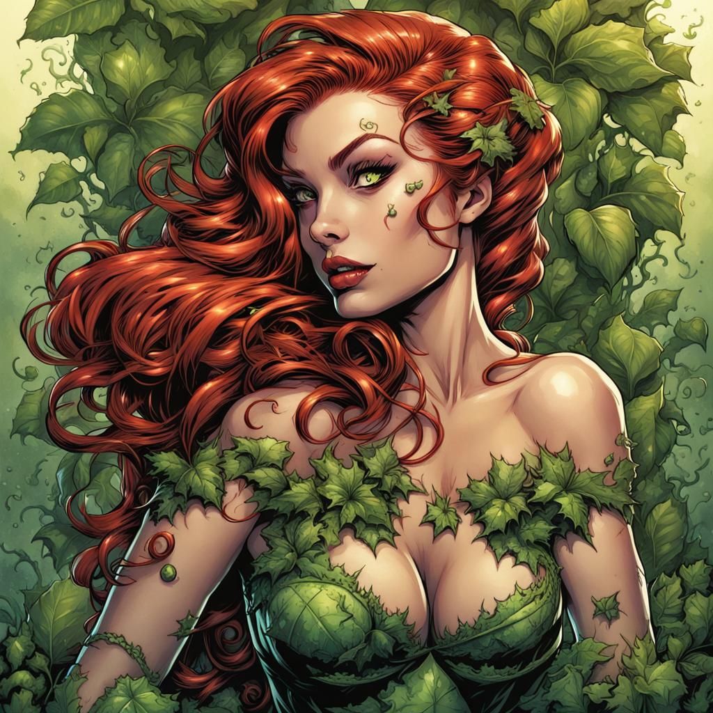 Poison Ivy in Comic Book Art Style