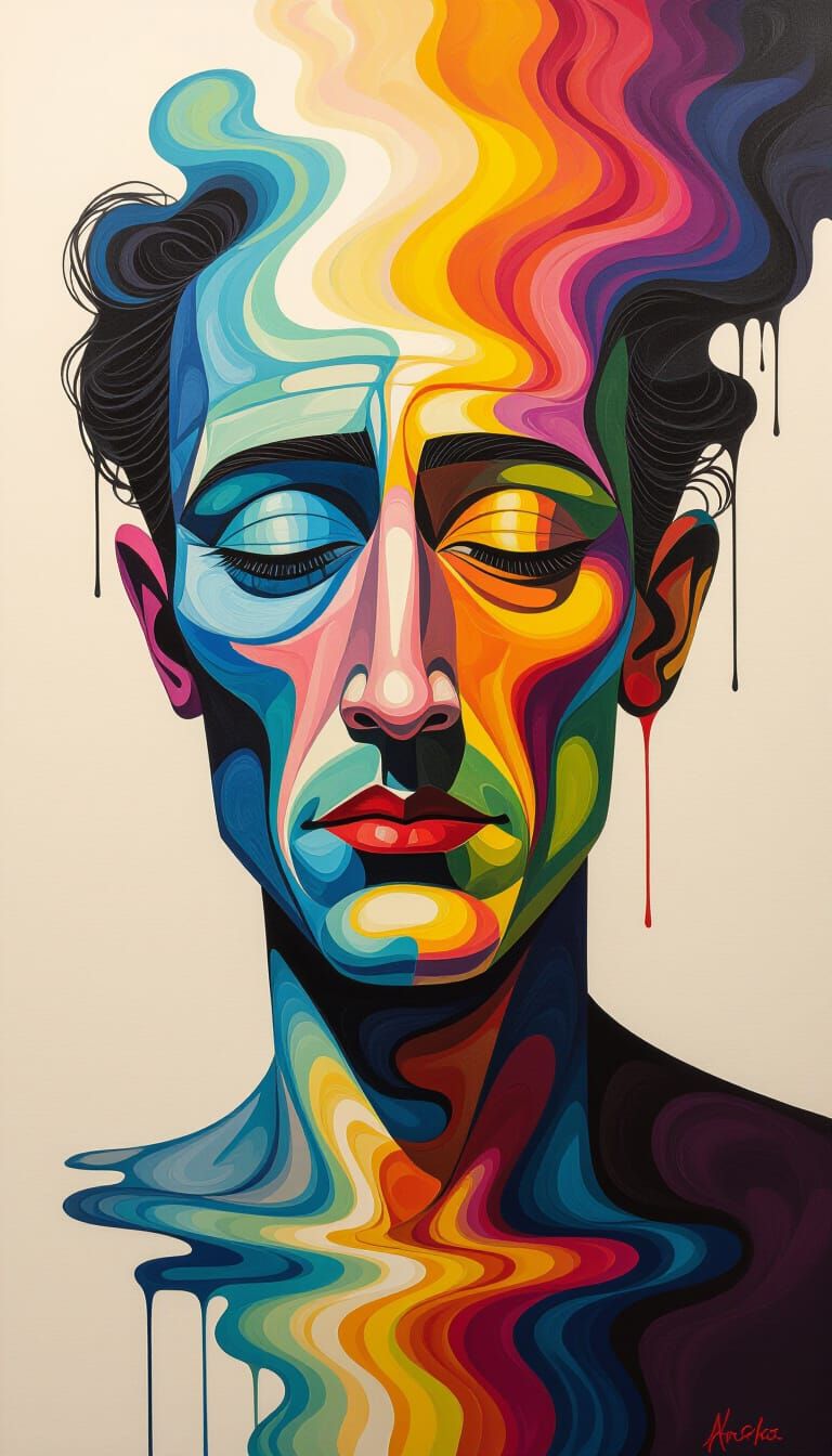 Surreal Melting Canvas of Reality as Oil Painting