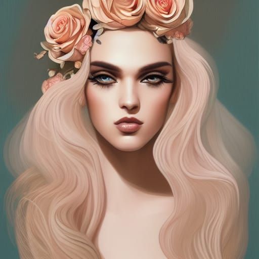 Androgynous Bride Portrait with Roses and Diamonds