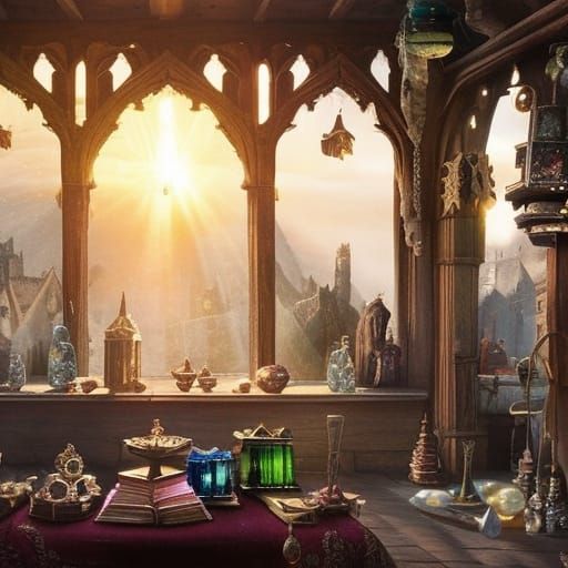 Medieval Crystal Shop with Sunlight