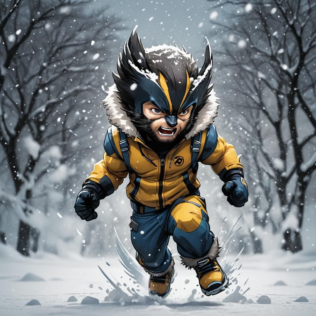 Chibi Wolverine in Motion: Japanese Streetwear Design