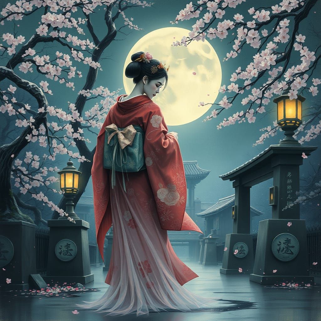 Spectral Geisha in Haunted Edo Garden