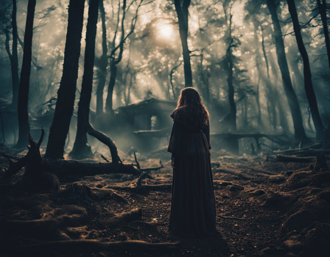 Witches' Cauldron Ritual in Enchanted Forest Clearing