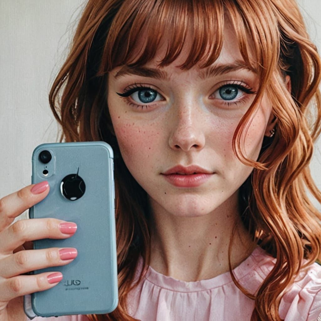 Selfie of a Young Woman with Red Hair