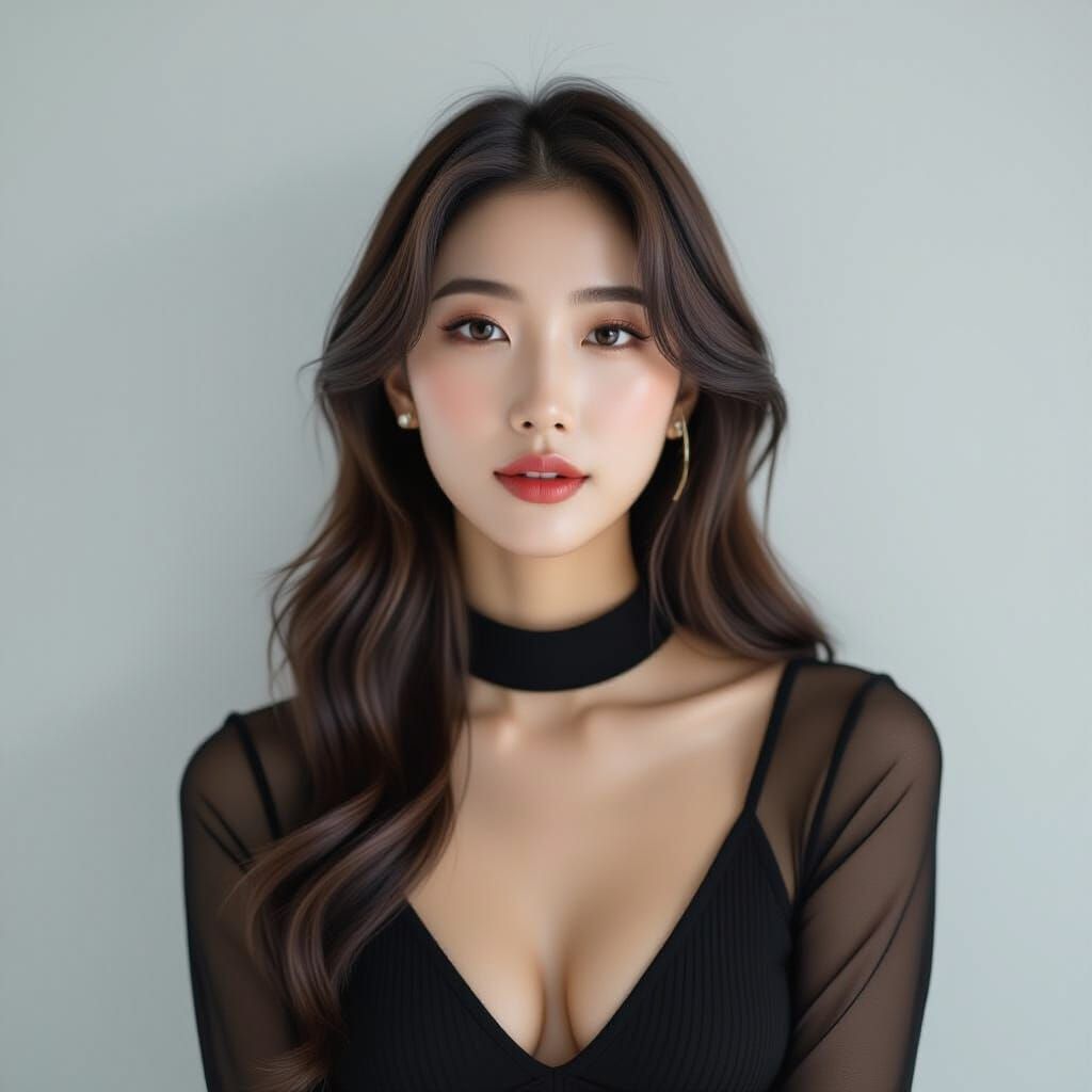 Beautiful Korean Woman in Sheer Clothing