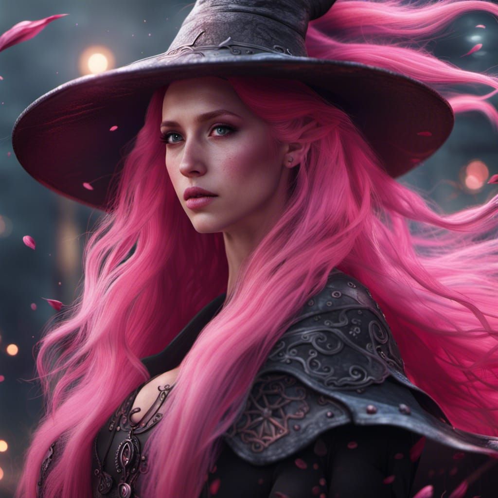 Enchanting Pink-Haired Witch: Fantasy Concept Art