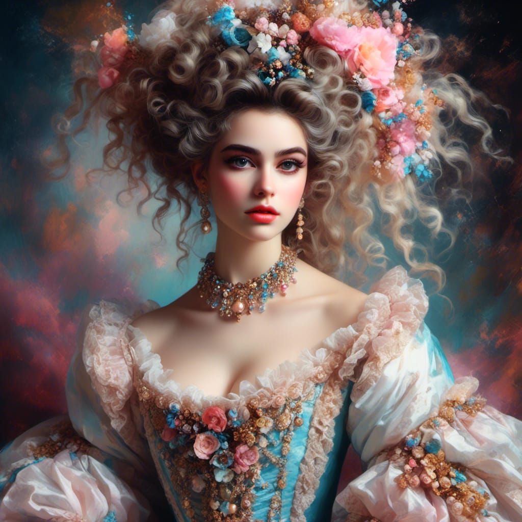 Rococo Portrait of a Beautiful Woman