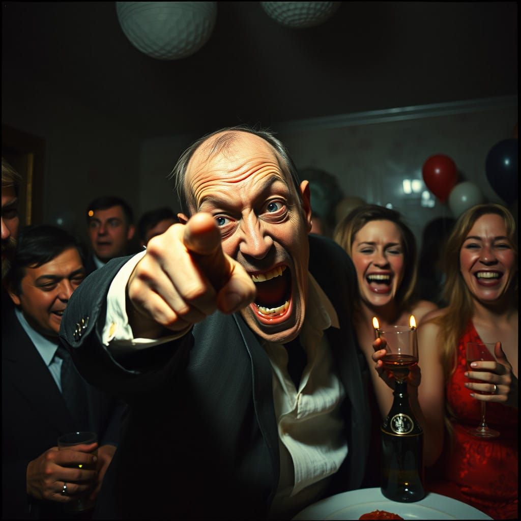 Derisive Figure Confronts the Viewer