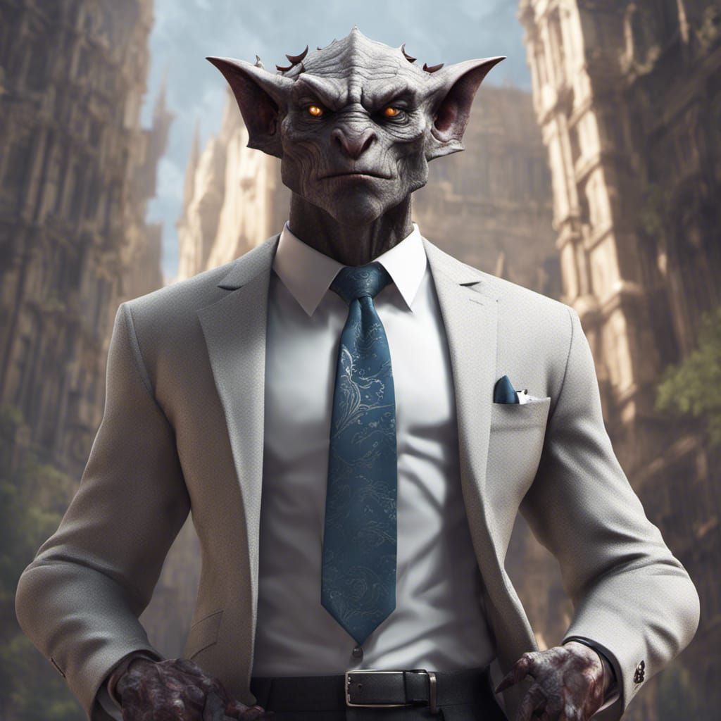 Yuppie Gargoyle Ready for Work in Detailed Digital Art