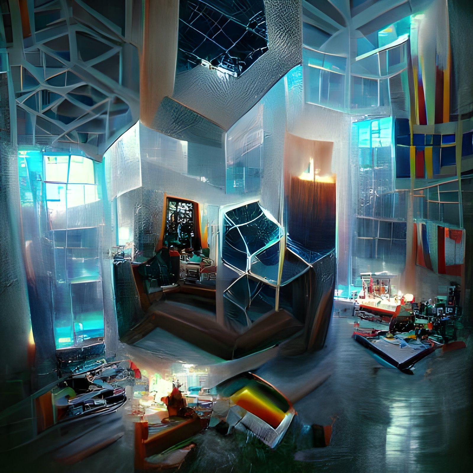 Cubic Tesseract Interior, ArtStation Style