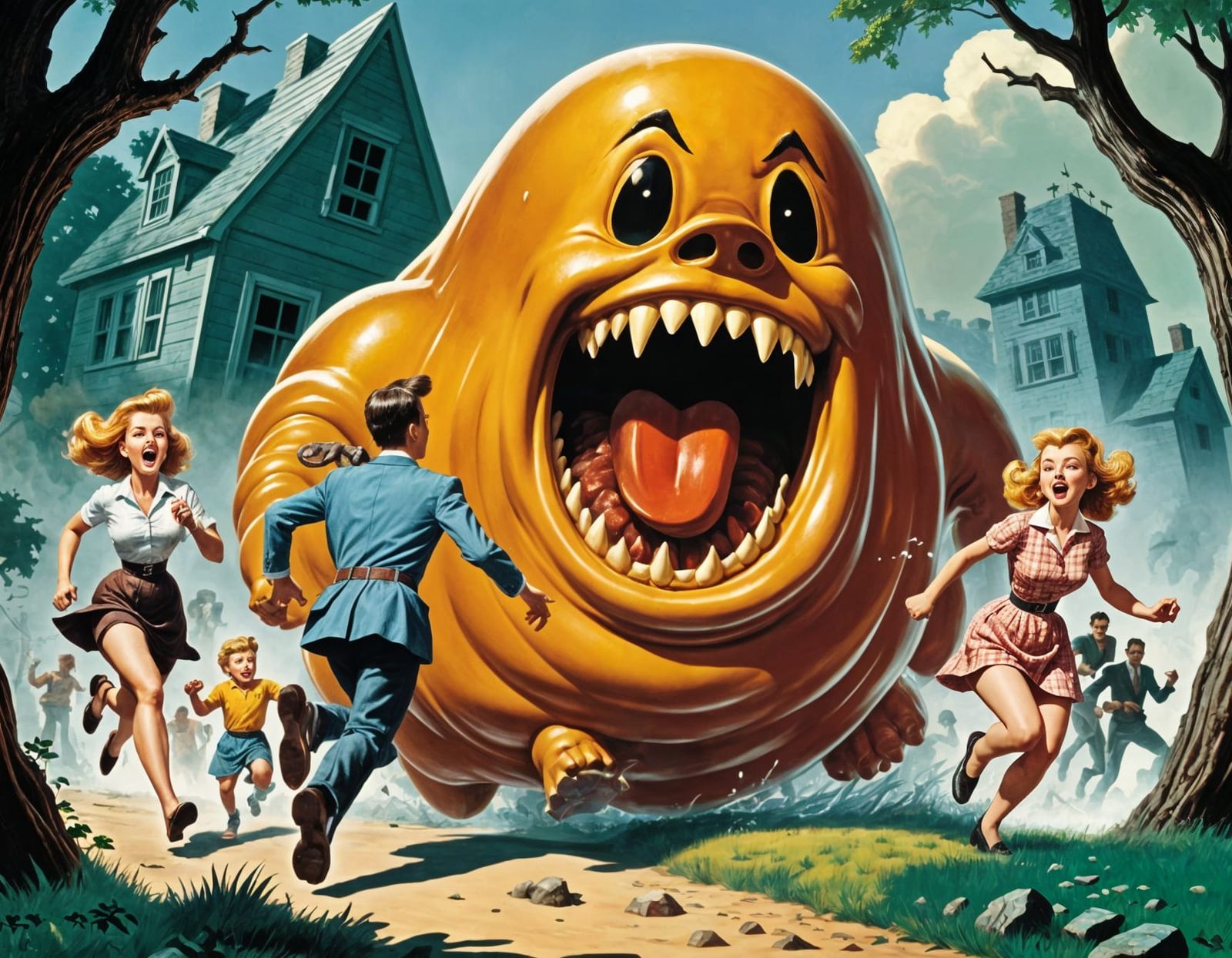 Giant Scoby-Doo Menace Chases People on 1950s Paperback Cove...