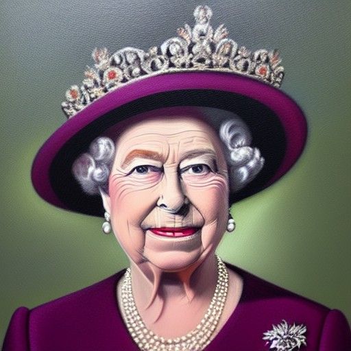Queen Elizabeth II Portrait as Oil Painting