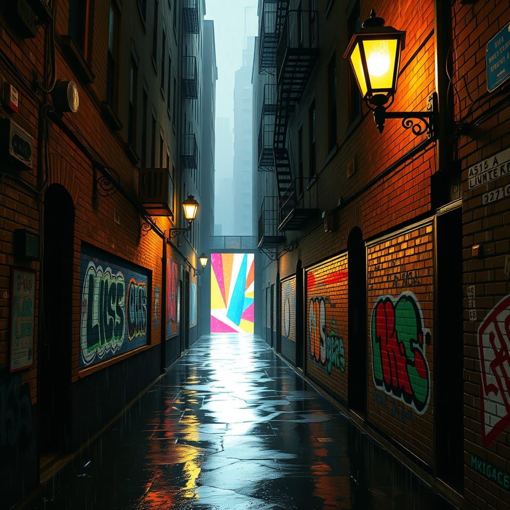City Alleyway in Cinematic Realism Style
