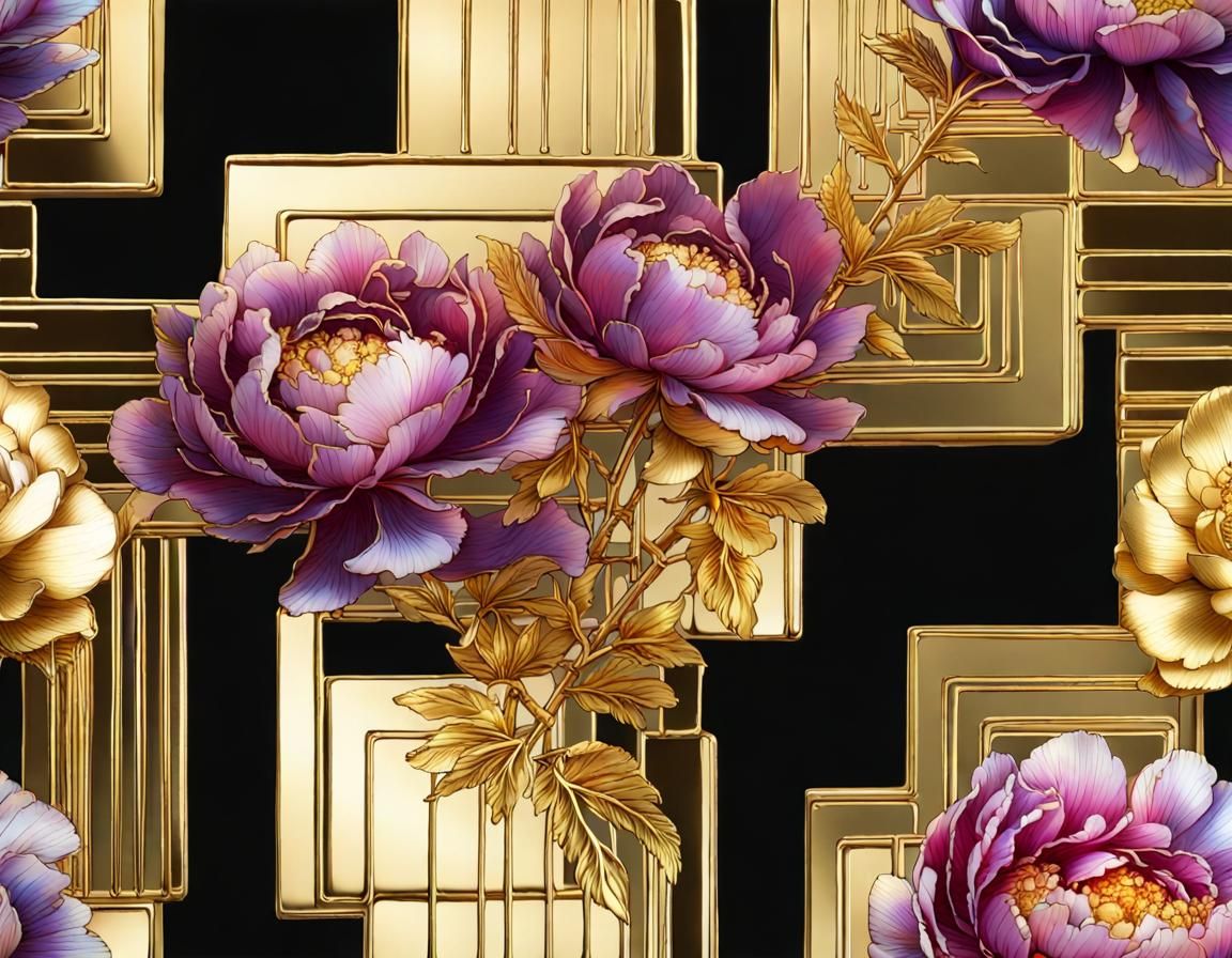 Bismuth Peonies with Gold Flecks