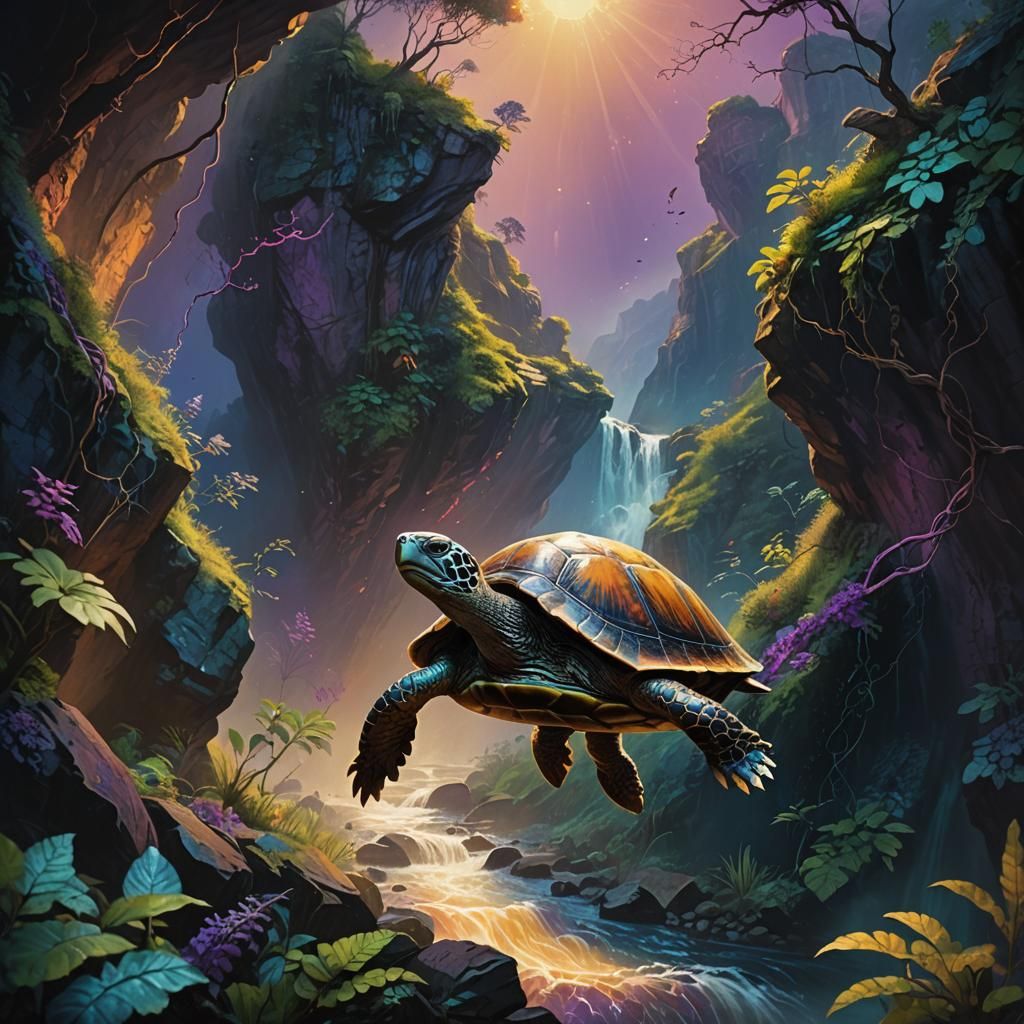 Turtle Leaps into the Void: Fantasy Concept Art