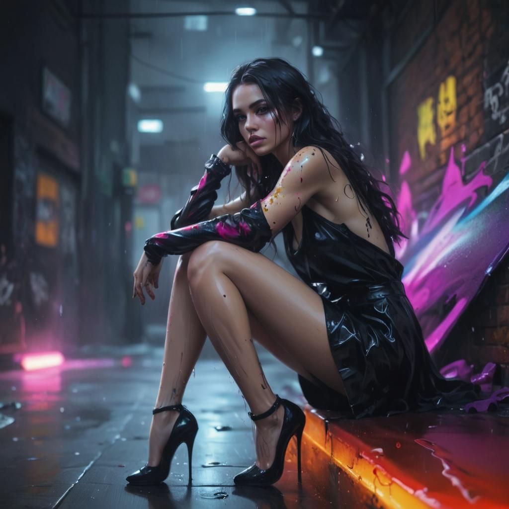 Model in Graffiti Splash Art Style