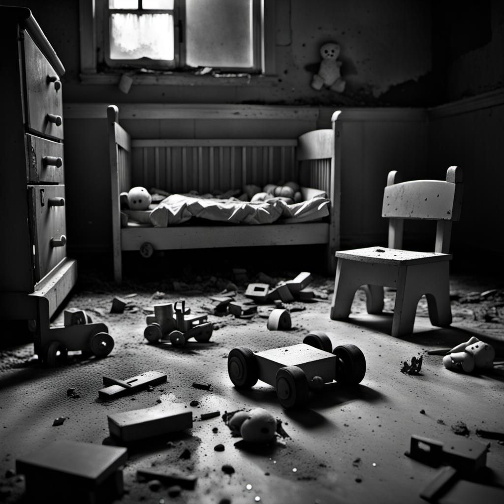 Eerie Abandoned Kindergarten: Sinister Horror Cover Art