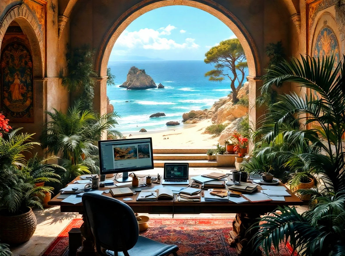 Work Desk in Castle Hall: Vintage Photography