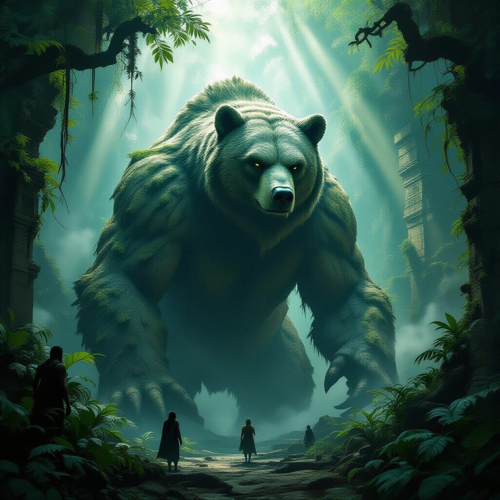 Stone Bear God Awakens in Mystical Jungle