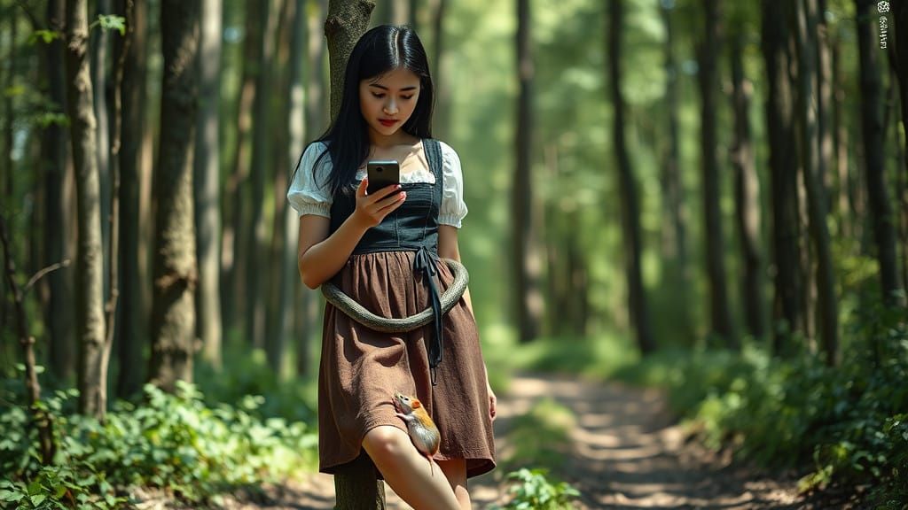 Young Woman Bound to the Forest