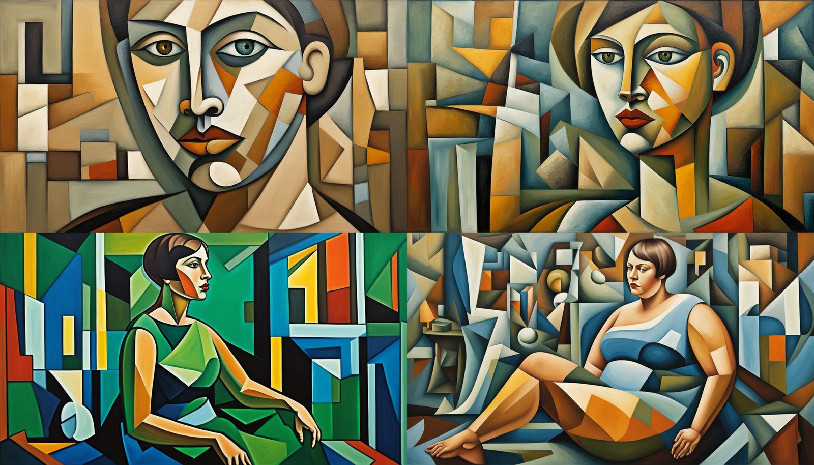 Voluptuous Woman in Cubist Style