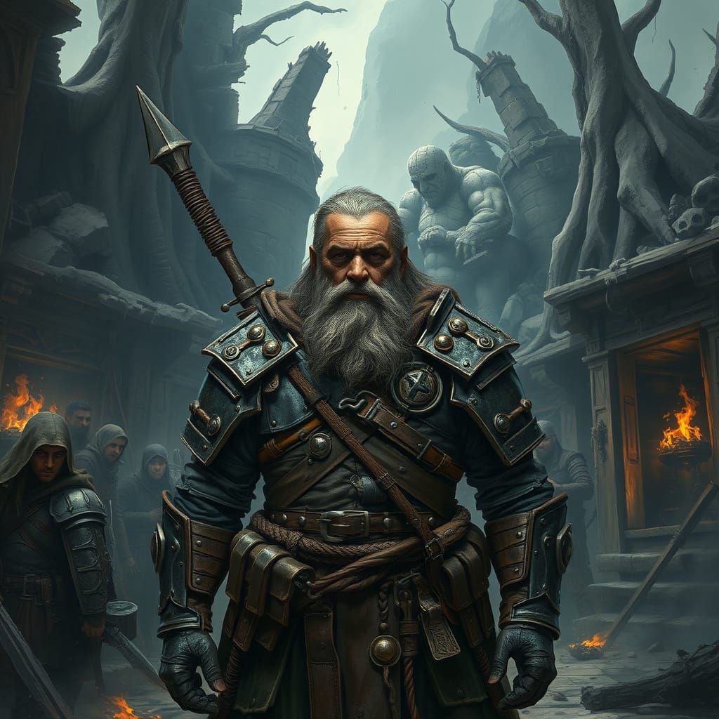 Grizzled Captain in Deserters' Camp: Gritty Realism