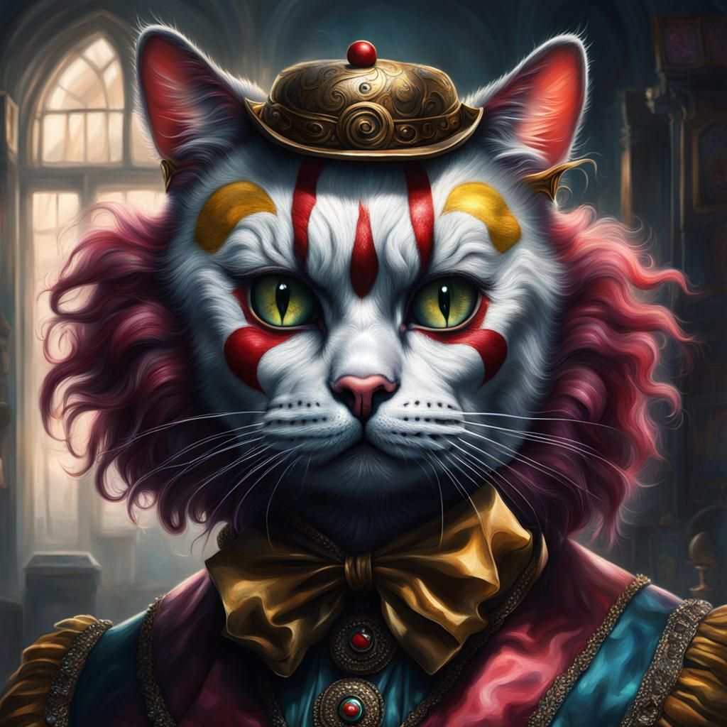 Cat with Clown Face: Digital Matte Painting