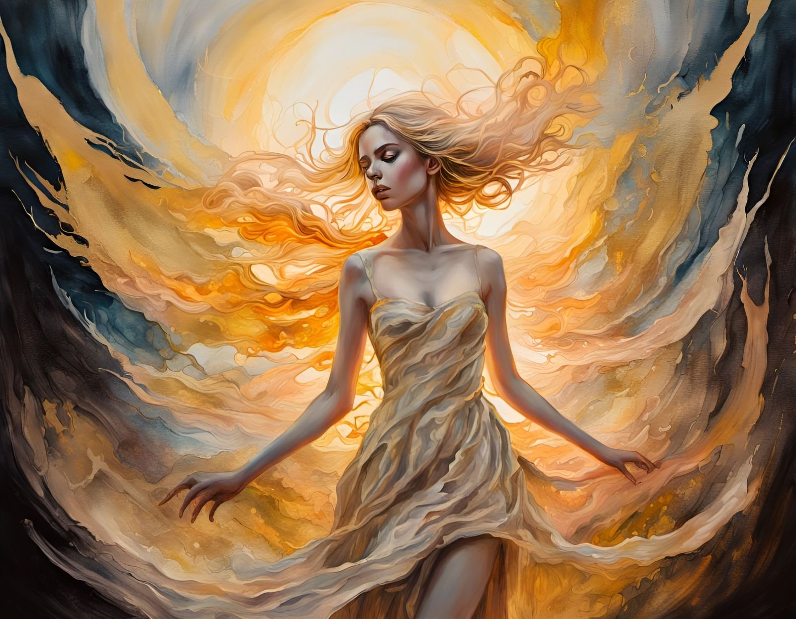 Fairycore Fantasy in Impasto Ink Painting