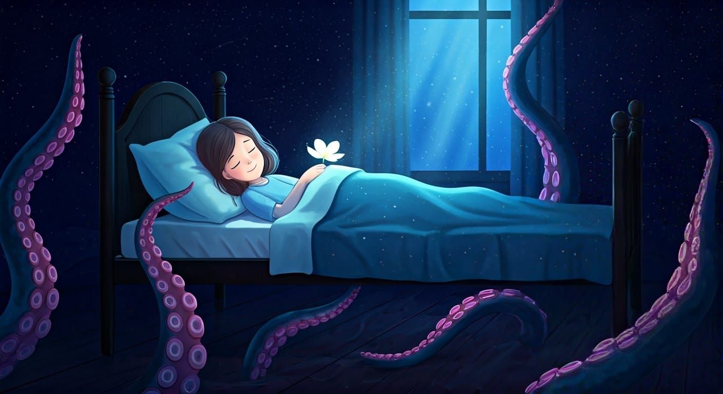 Whimsical Dreamscape with Celestial Wallpaper and Octopus Gi...