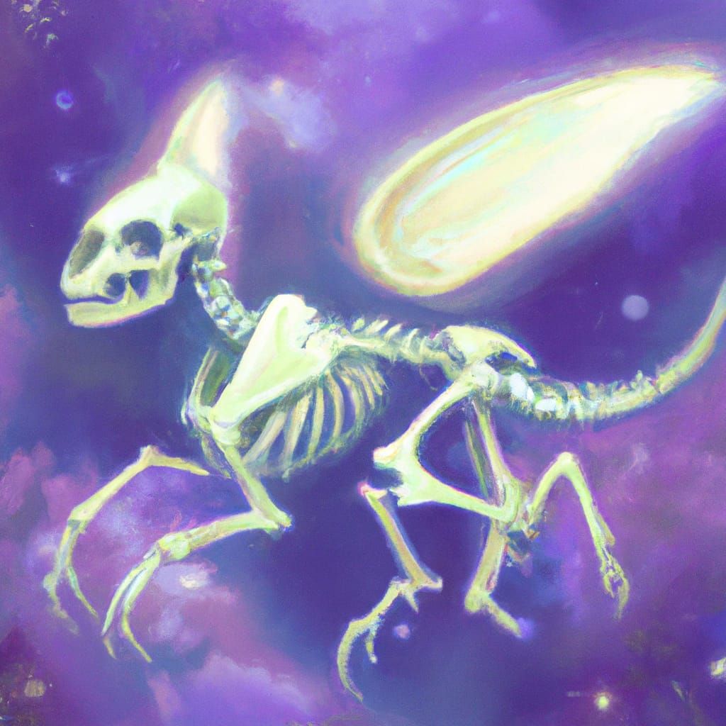 Ethereal Fantasy: Magical Skeleton Creature in Flight