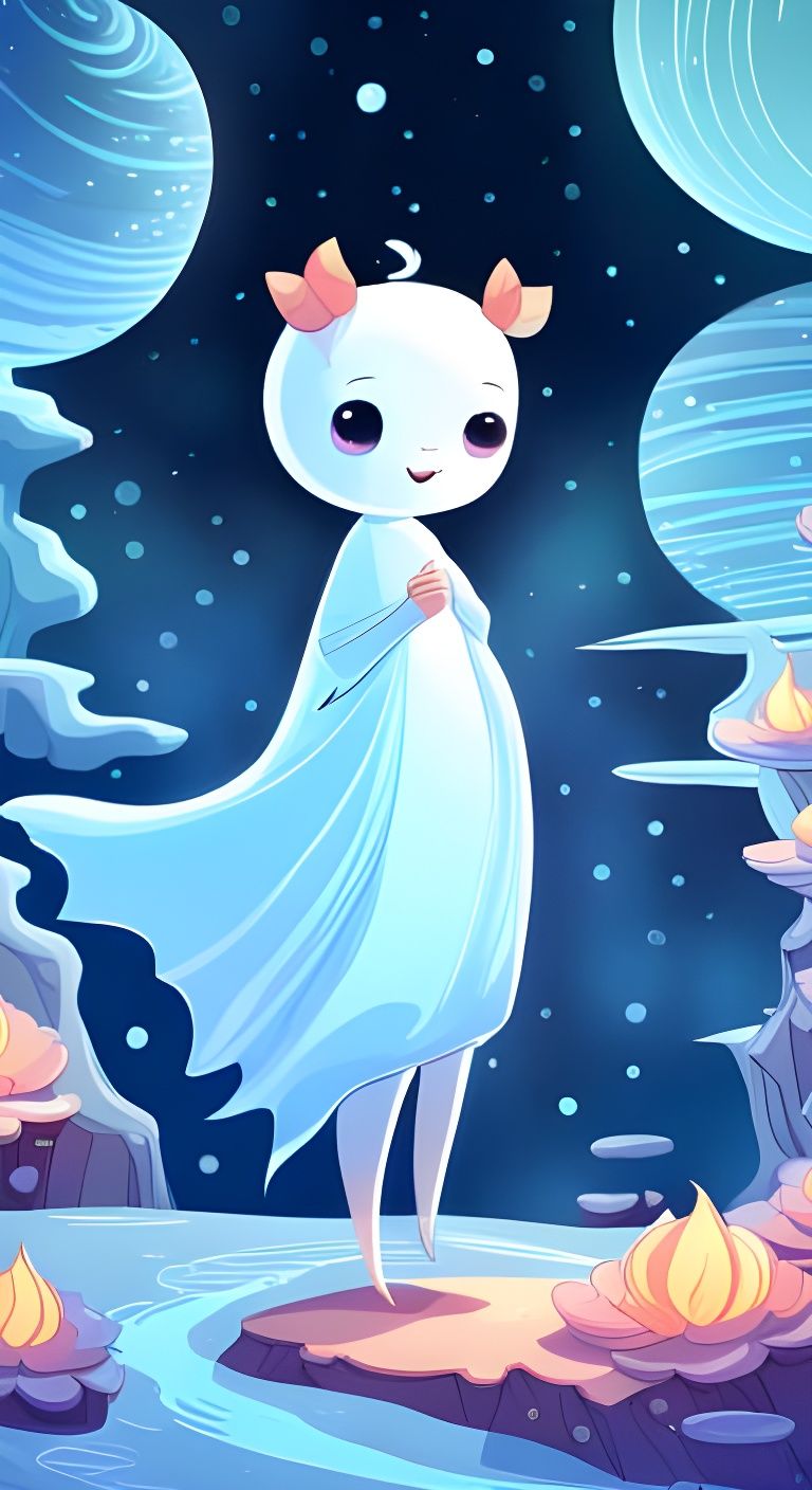 Adorable Ghost in Storybook Watercolor Style