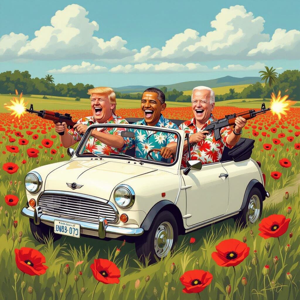 Trump, Obama, and Biden Drive Mini Metro Through Poppies