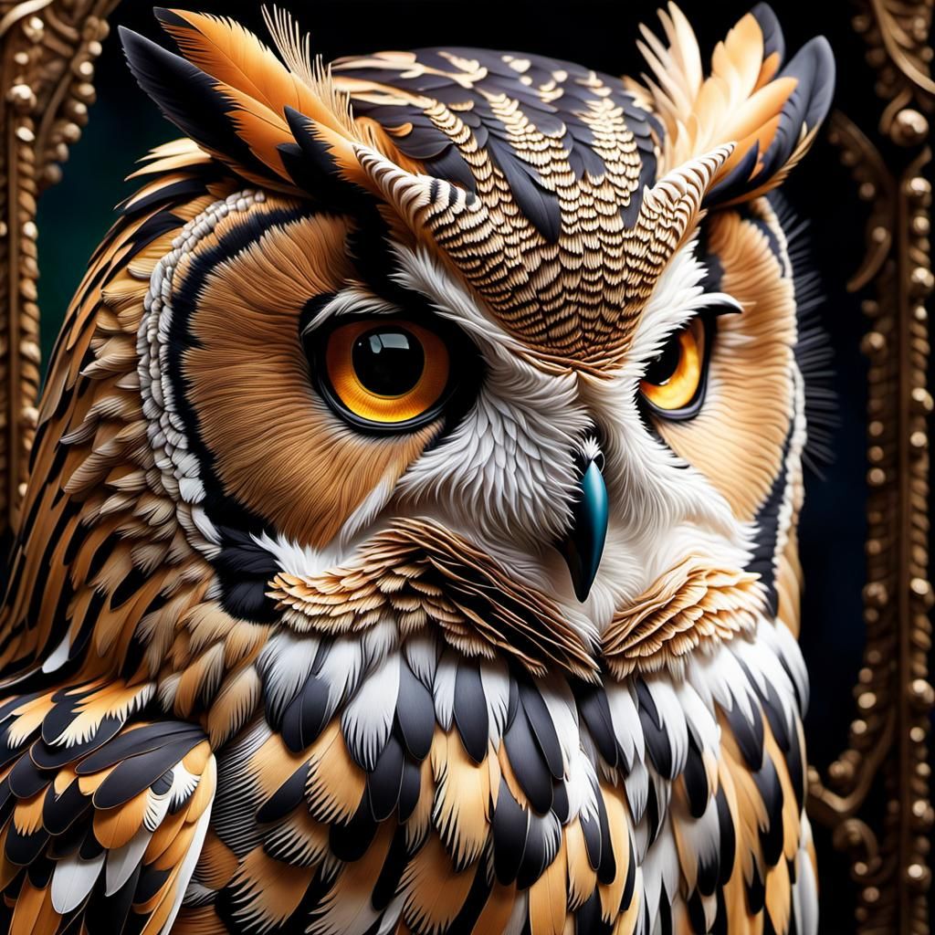 Realistic Owl Portrait: Regal Aura and Wisdom