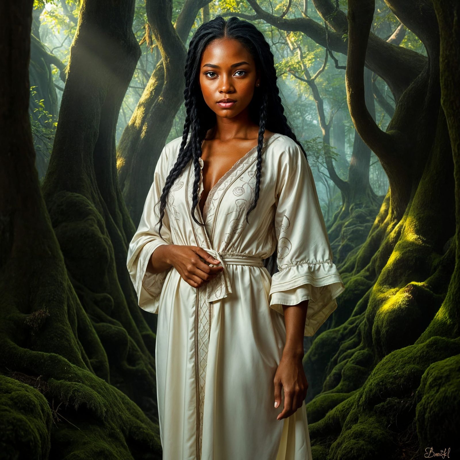 Stunning Ebony Woman in Forest, Inspired by Fuseli